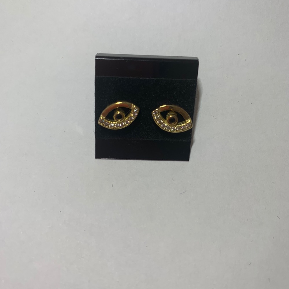 New gold plated with CZ Evil eye earrings posts.
